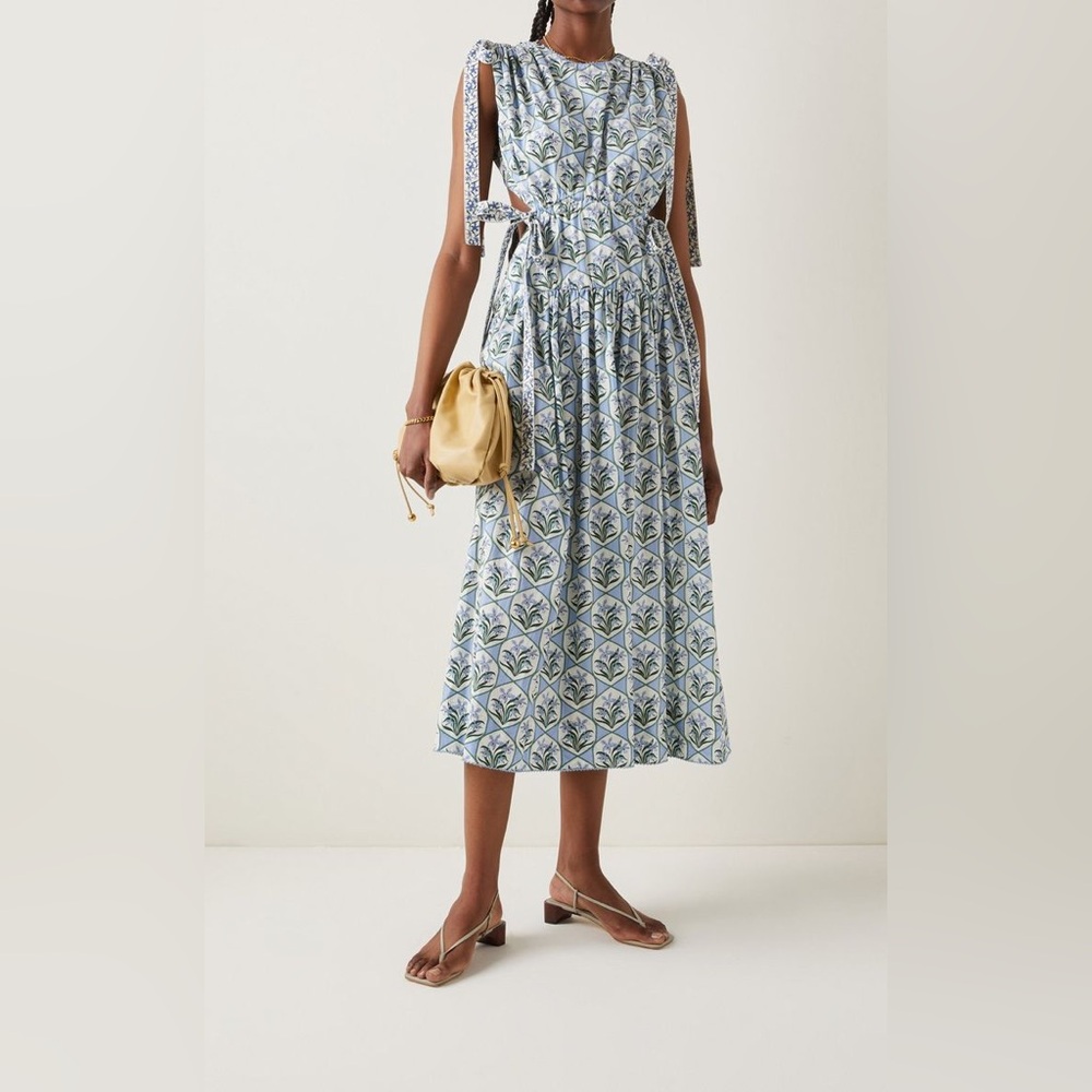 NWT Agua by Agua Bendita Guaguancó Chan Chan Celeste Midi Dress in Blue Size S